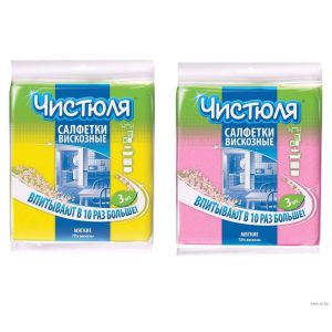 Салфетка вискозная ЧИСТЮЛЯ 340х380мм (3шт/упак) (30упак/кор)